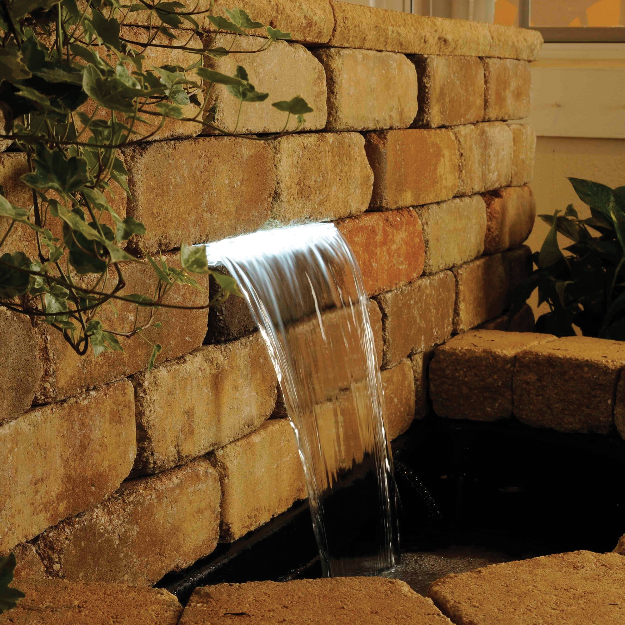 Details about   14" Wide Outdoor Garden Pond Waterfall Transformer White LED Light Spillway 