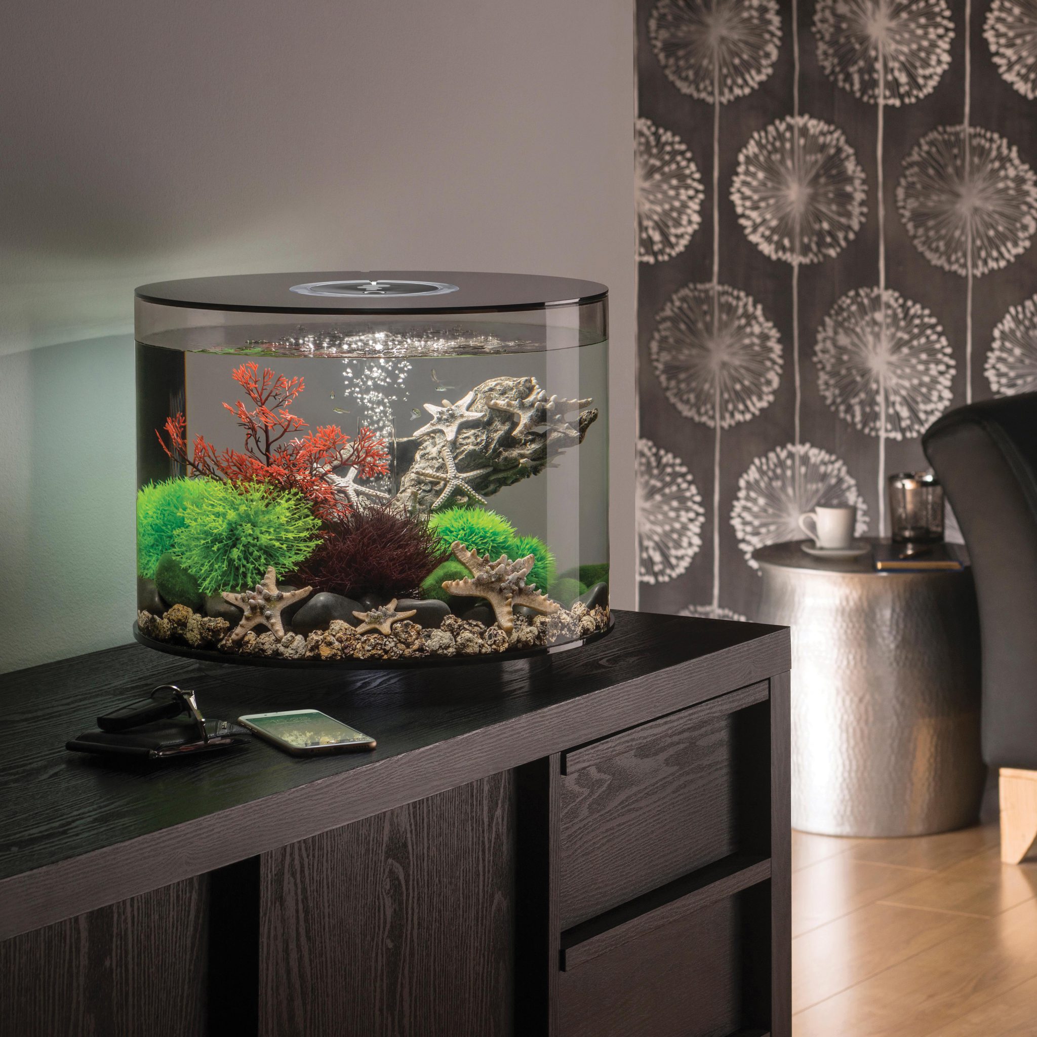 biOrb TUBE 35 Aquarium with LED Light 9.2 gallon black 72070