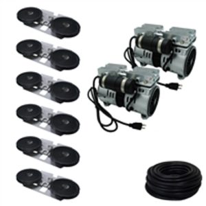 Savio2 Aeration System 6 with 1HP Air Pump (x2)-Double Diffusers (x6)-100ft Weighted Tubing (x6) - SAS6